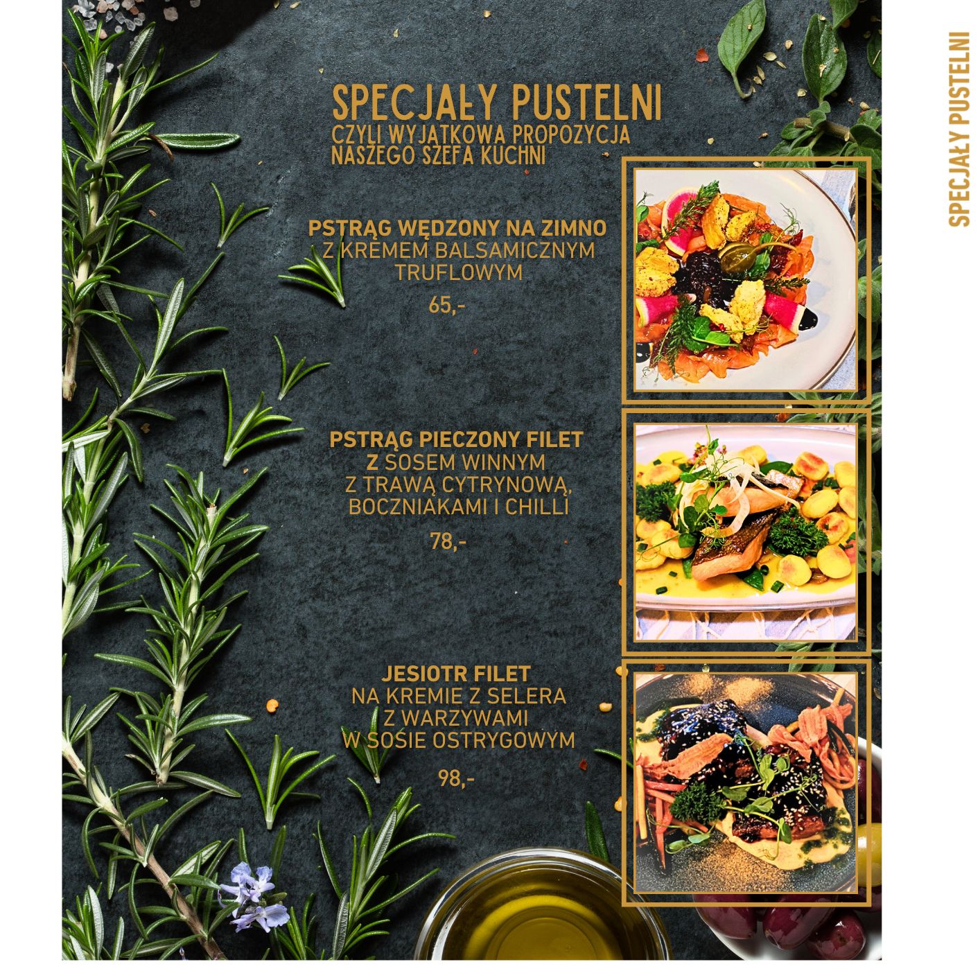 ryby pustelnia menu restauracja jesień zima