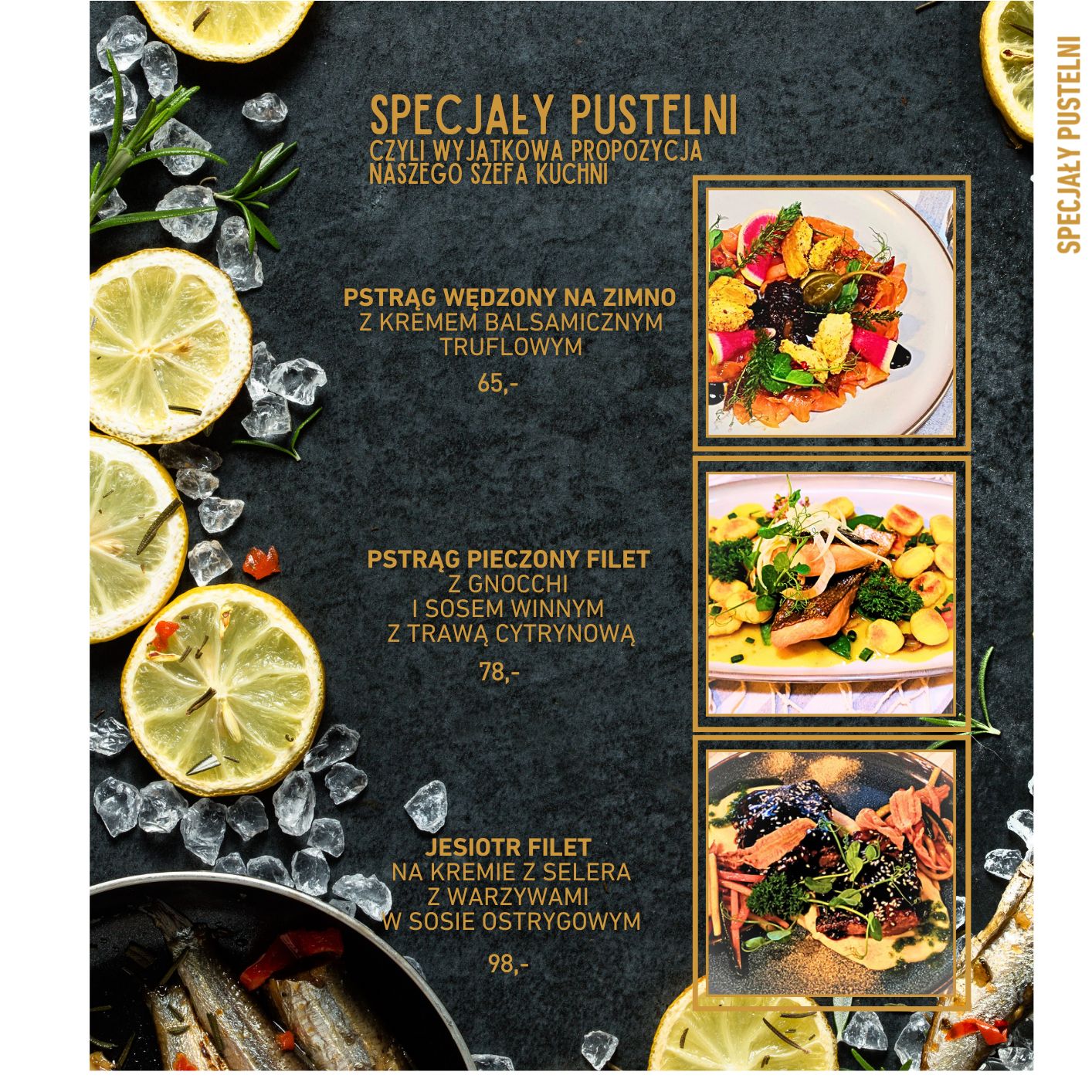 ryby pustelnia menu restauracja jesień zima