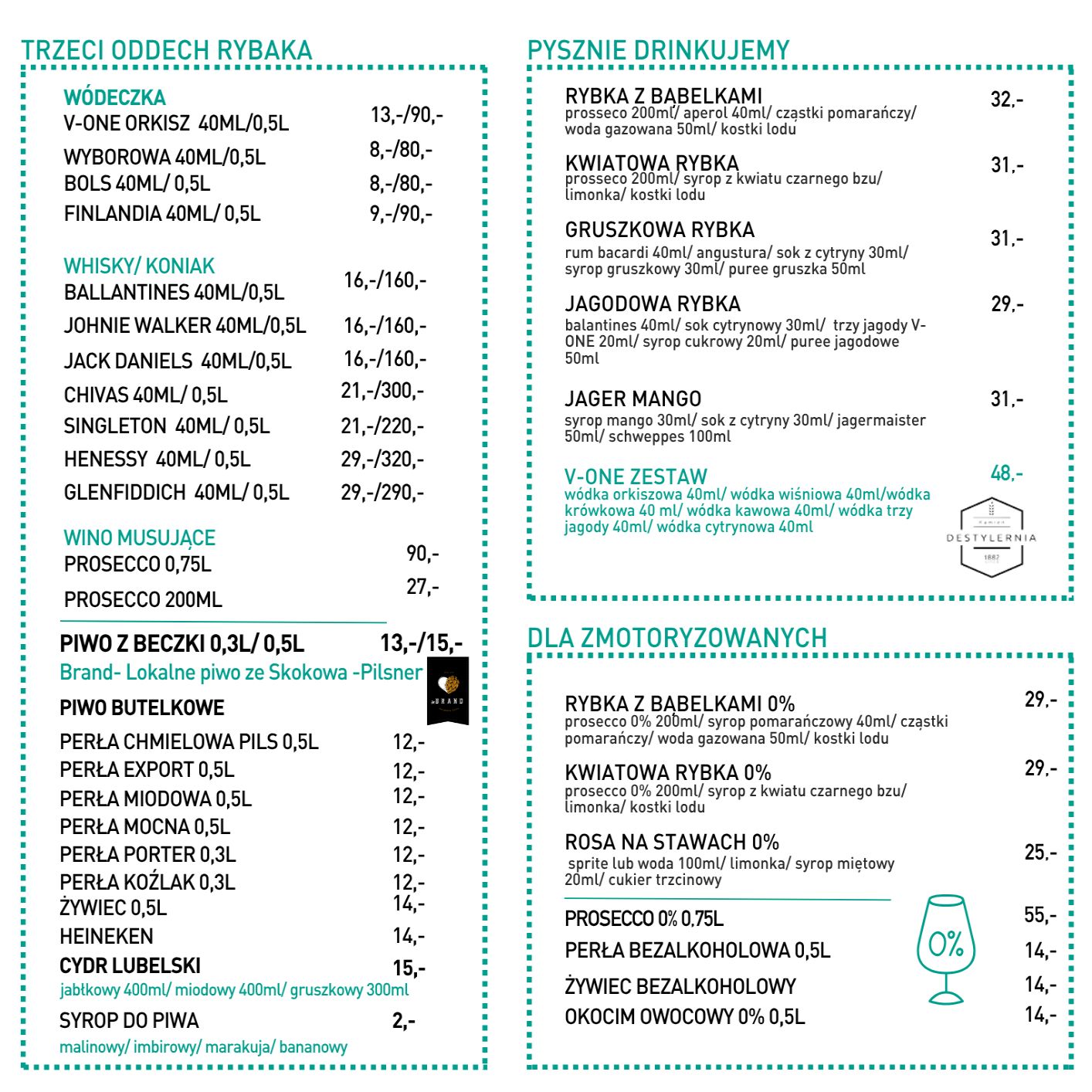 ryby pustelnia menu restauracja jesień zima