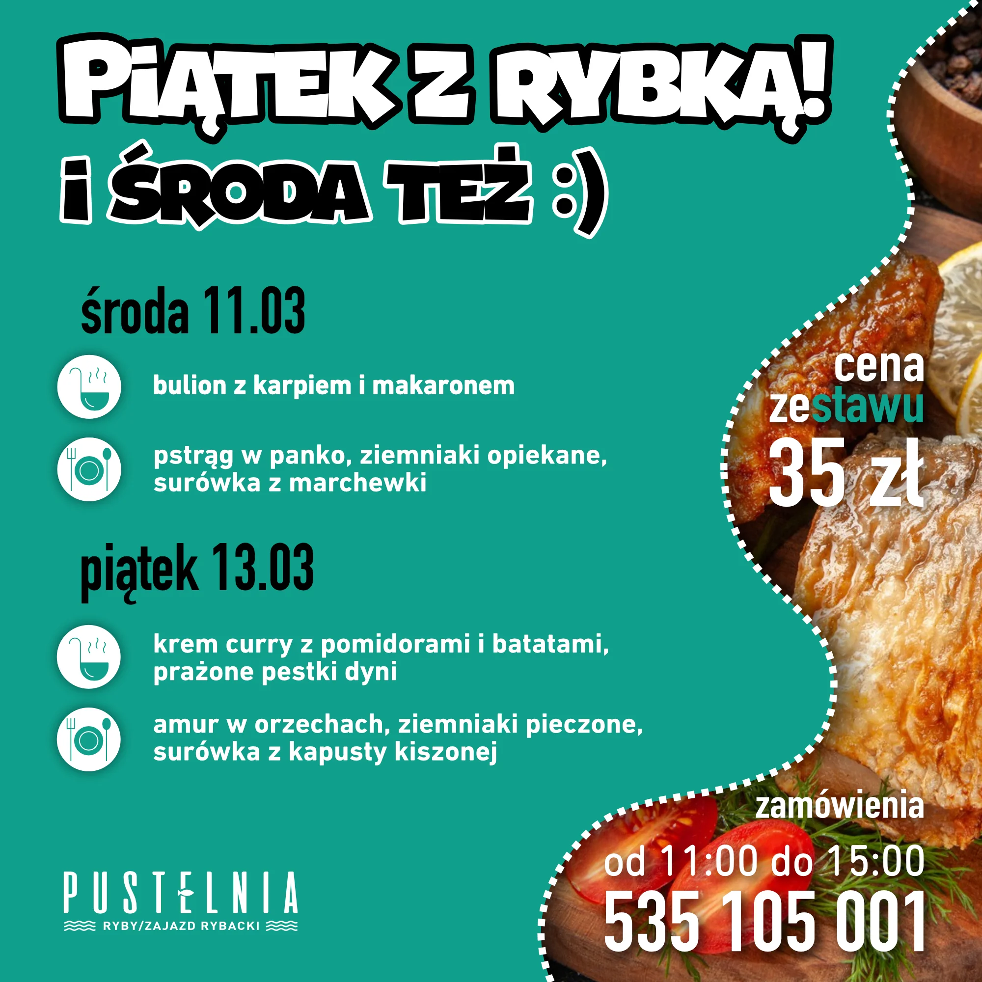 menu dowóz pustelnia 11 i 13 marca