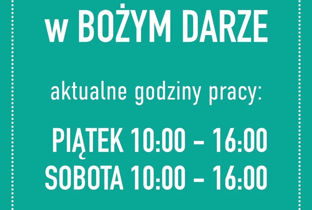 Zmiana godzin pracy sklepu Pustelni w Bożym Darze